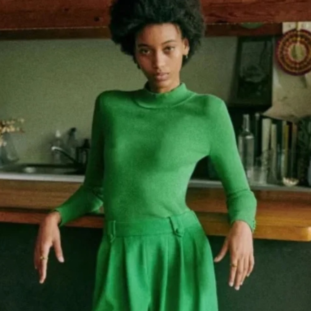 Sezane Green Turtleneck